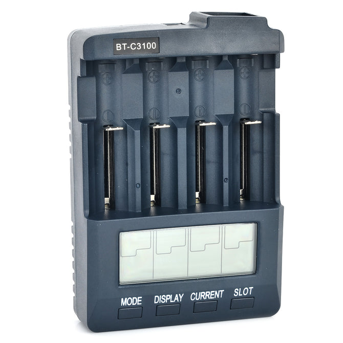 BT-C3100 V2.1 EU Plug 4-Slot Li-ion / Ni-MH / NiCd Battery Charger for 18650/AA/AAA + More - Black