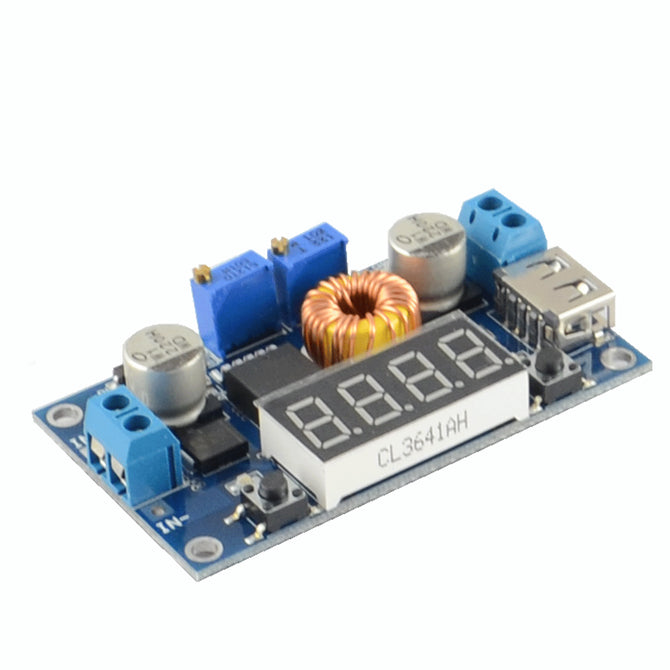 HF-0.4" 4-Digit 5A LED Drive Lithium Battery Charger w/ Voltmeter Ammeter DC to DC Module - Blue