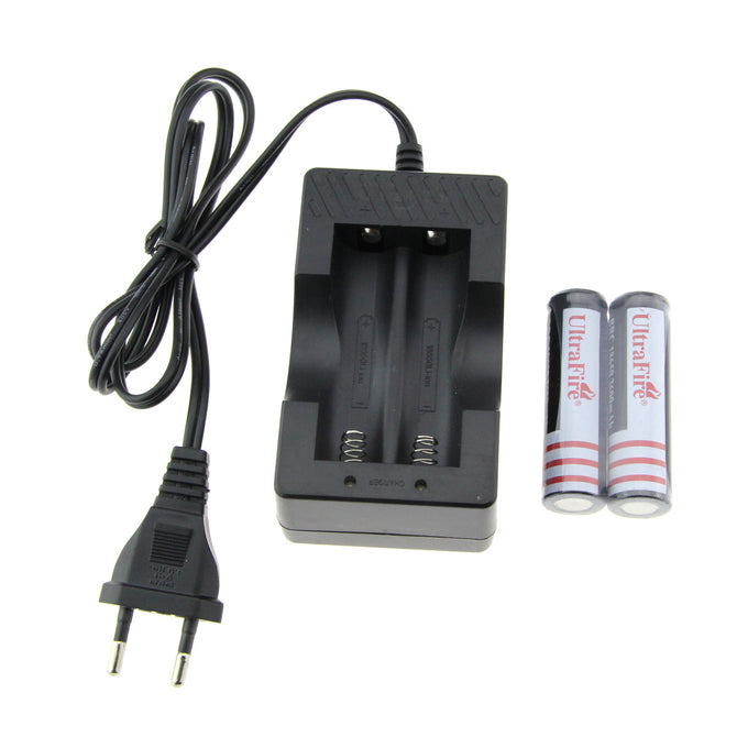 UltraFire EU Plug Battery Charger + 1100mAh 18650 Battery - Grey+Black