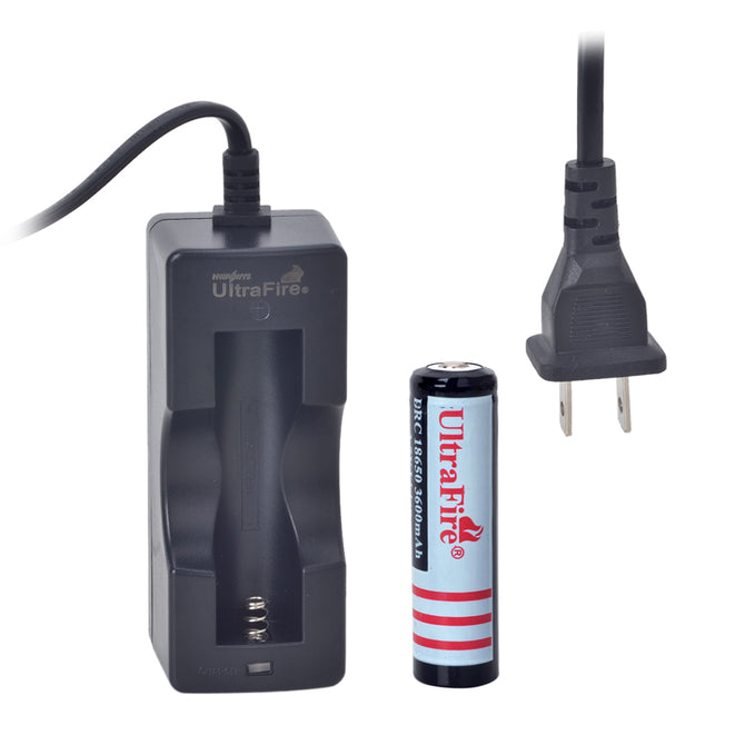 UltraFire U-200 US Plug Battery Charger + 4.2V 1100mAh 18650 Battery Set - Black + Red (100~240V)