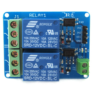 12V 2-Channel Dual Relay Module w/ Optocoupler Isolation for Arduino / AVR / ARM - Blue + Green