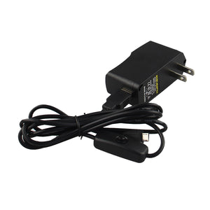 DC 5V 2A Power Adapter for Raspberry Pi B/B+,Phone w/USB Cable - Black