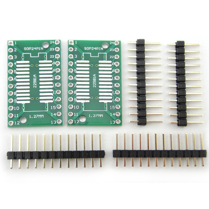 Dual-Side SOP24 / SSOP24 / TSSOP24 SMD to DIP Adapter Board with Gold-plated Pin Header (2 PCS)