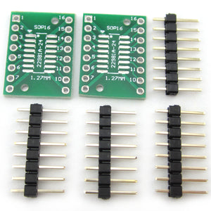 Dual-Side SOP16 / SSOP16 / TSSOP16 SMD to DIP Adapter Board with Gold-plated Pin Header (2 PCS)