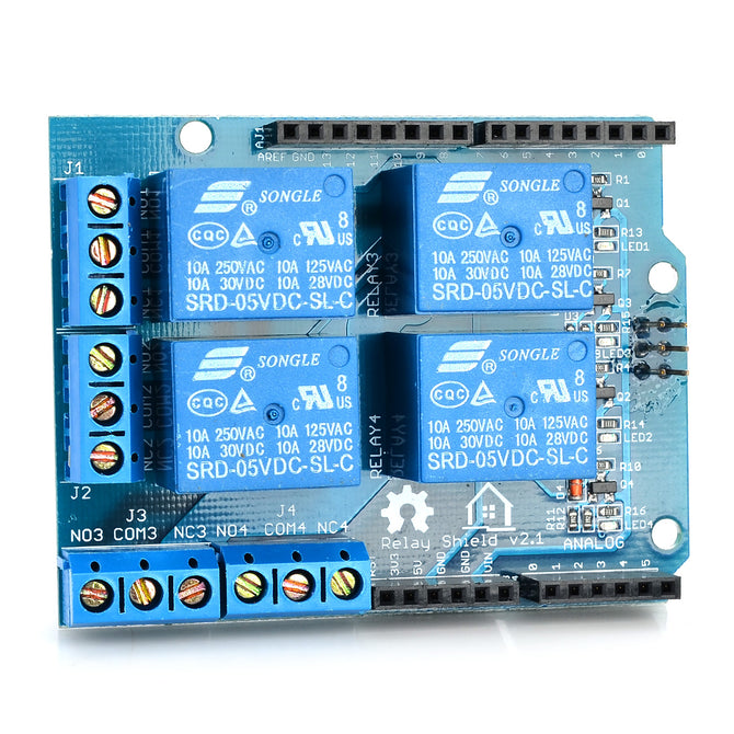 5V 4-Channel Relay Control Shield Module for Arduino - Deep Blue