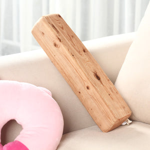 PIO-010 Cute Wooden Log Style Short Plush + Sponge Pillow Cushion - Light Yellow