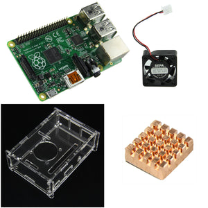4-in-1 Rev 3.0 512MB ARM Raspberry Pi Project Board Model B+ and Acrylic Case + Fan + Heatsink