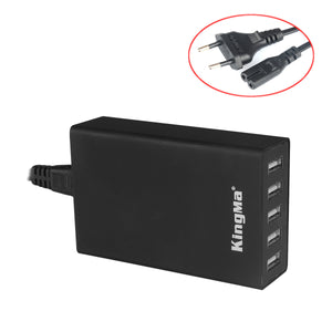 Kingma 40W 5-Port USB Charger w/ EU Plug Cable for GoPro 3/4,Hero 4 Session,IPHONE,Samsung - Black