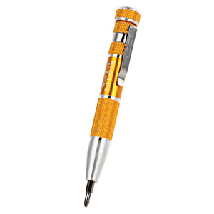 Precision Magnetic Screw Drivers 9-Piece Set with Internal Tip Storage Gold