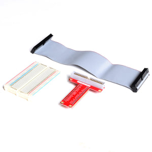 Expansion Board + 400-Hole Breadboard + 40Pin Cable DIY Kit for Raspberry Pi B+ - Red + White