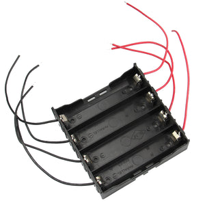 DIY 4-Slot 18650 Battery Holder w/ 8 Leads - Black