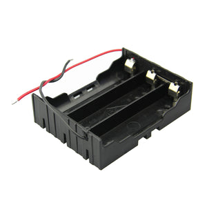 DIY 3-Slot Series 18650 Battery Holder w/ 2 Leads - Black