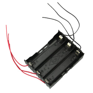 DIY 3-Slot 18650 Battery Holder w/ 6 Leads - Black
