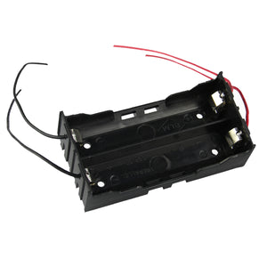 DIY 2-Slot 18650 Battery Holder w/ 4 Leads - Black