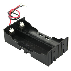 DIY 2-Slot Series 18650 Battery Holder w/ 2 Leads - Black