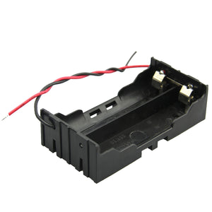 DIY 2-Slot Parallel 18650 Battery Holder w/ 2 Leads - Black