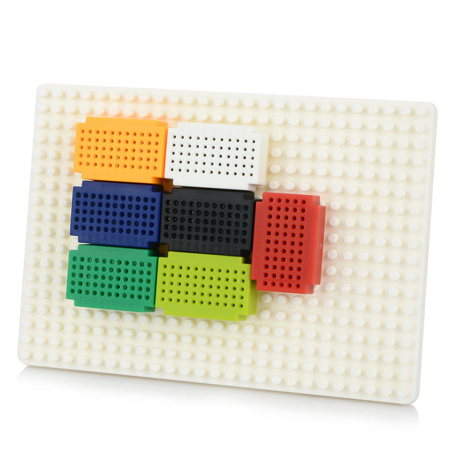 KEYES Solderless Mini 55-Hole Bread Board + PCB Test Board Set - White + Multi-Colored