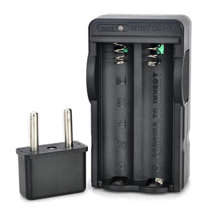 US Plugs 4.2V 650mA 2-Slot Li-ion 18650 Battery Charger w/ EU Plug Adapter - Black