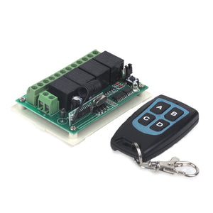DC12V 4-CH RF Wireless Control Switch + 4-Buttons Waterproof RF Remote Control Kit