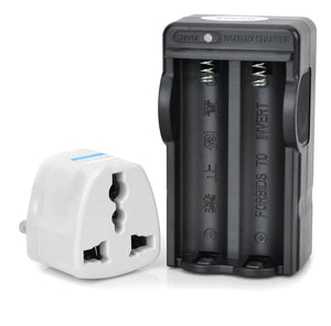 2-in-1 US Plugss 2-Slot 18650 Li-ion Battery Charger w/ EU Plug Adapter - Black