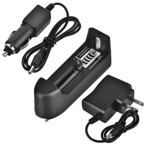 Smart 18650 Li-ion Battery Charging Stand + In-Car Charger + Travel Charger Set - Black