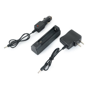 18650 Li-ion Battery Charging Stand + In-Car Charger + Travel Charger Set - Black