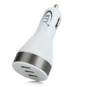 BTY BTY-M641 5V 4.8A Cigarette Lighter Car Charger w/ 3 USB Ports - White + Grey