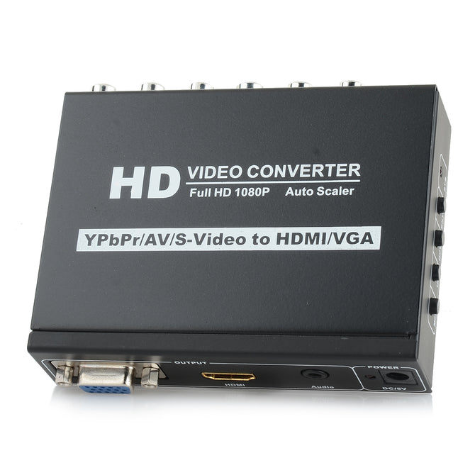 YPbPr / AV / S-Video to HDMI / VGA 1080P Video Converter - Black