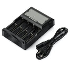 NiteCore D4 3.3" LCD 4-Slot Battery Charger - Black (US Plugs)