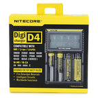 NiteCore D4 3.3" LCD 4-Slot Battery Charger - Black (US Plugs)