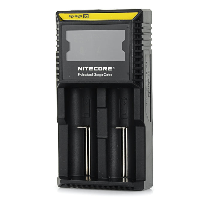NiteCore D2 2.2" LCD 2-Slot Battery Charger - Black (UK Plug)