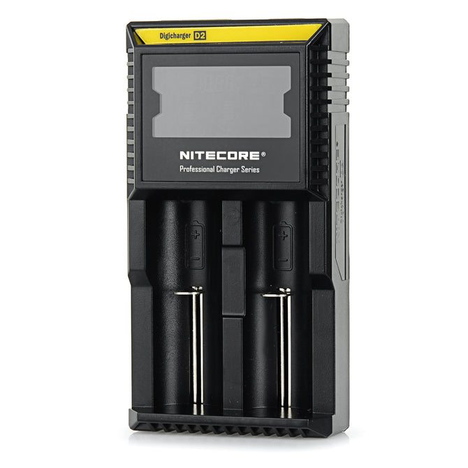 NiteCore D2 2.2" LCD 2-Slot Battery Charger - Black (EU Plug)