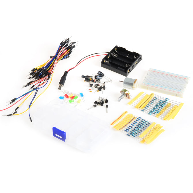 400-Hole Breadboard Board + Cables + Resistors + LEDs - Multicolored