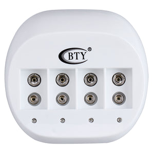 BTY C822 6F22 9V Battery Charger for 4 PCS Li-ion Batteries - White