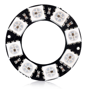 WS2812 5050 RGB 8-LED Round Lamp Development Board for Arduino - Black