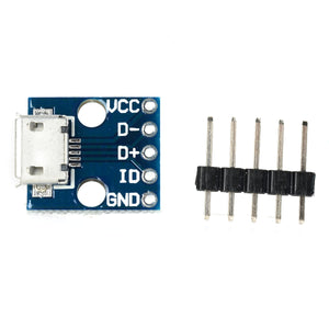 Micro USB 5V Power Adapter Socket Module - Blue