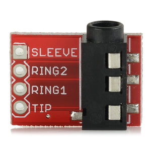 3.5mm Audio Socket Stereo Sound Module w/ Mic for MP3 Player - Red