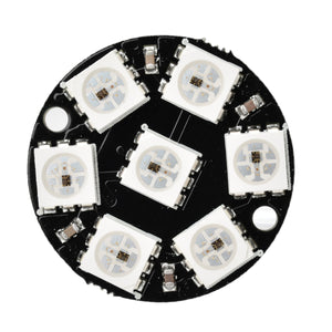 WS2812 5050 RGB 7-LED Round Lamp Development Board - Black