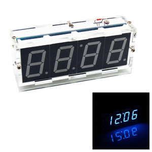 DIY 4-digit Digital Light Control Desk Clock Kit (Blue Light)
