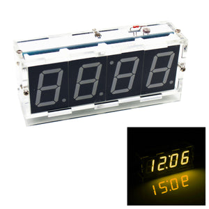 DIY 4-digit Display Digital Yellow Light Control Desk Clock Kit