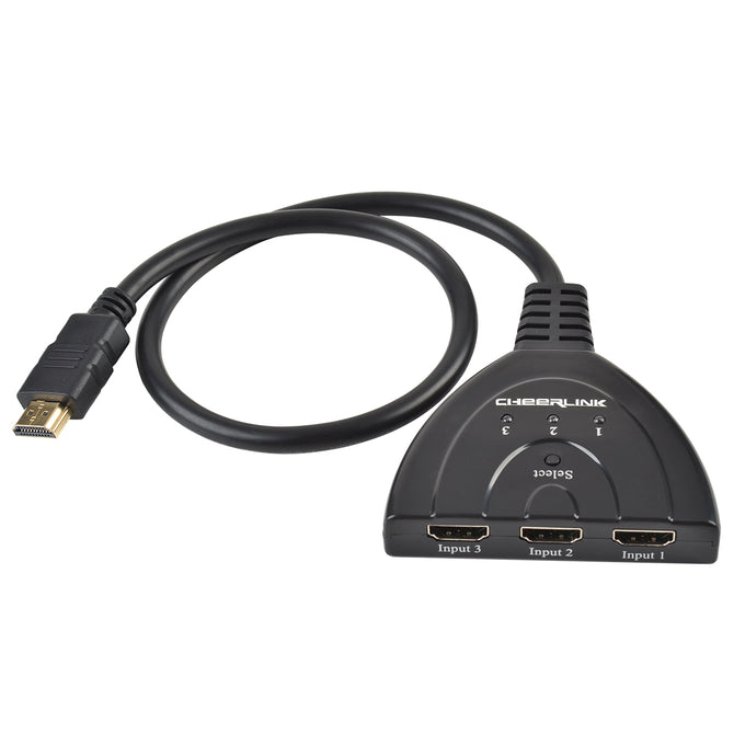 CHEERLINK Pigtail Hub Style 3*1 1080P HDMI V1.4b Switch - Black