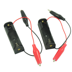1-Slot AA Battery Holders w/ Alligator Clip Test Lead Cable (2PCS)