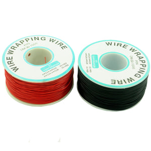 DIY PCB Copper Core Jumper Cable Wire Single Conductor Coil - Black + Red (250m)