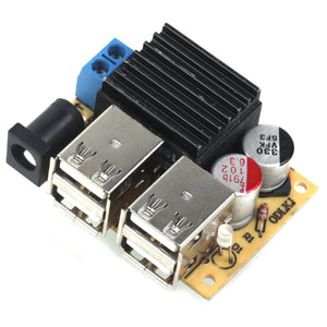 DC Connector 9~15V to 5V 5A 4-USB Power Supply Charging Module