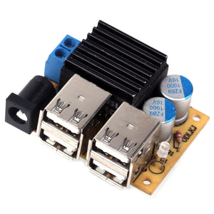 DC Connector 9~45V to 5V 5A 4-USB Power Supply for Phone / GPS