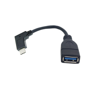 CY 90' Right Angled USB-C USB 3.1 Type C OTG Data Cable - Black (10cm)
