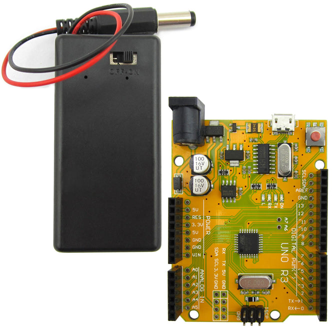 UNO R3 ATmega328P Development Board + 9V Battery Case for Arduino DIY