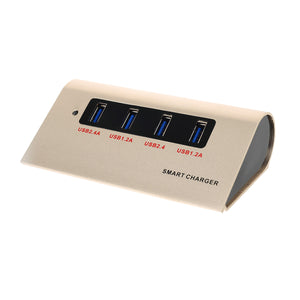 Universal 1.2A/2.4A 4-Port USB Smart Charger Hub - Rose Gold (US Plugs)