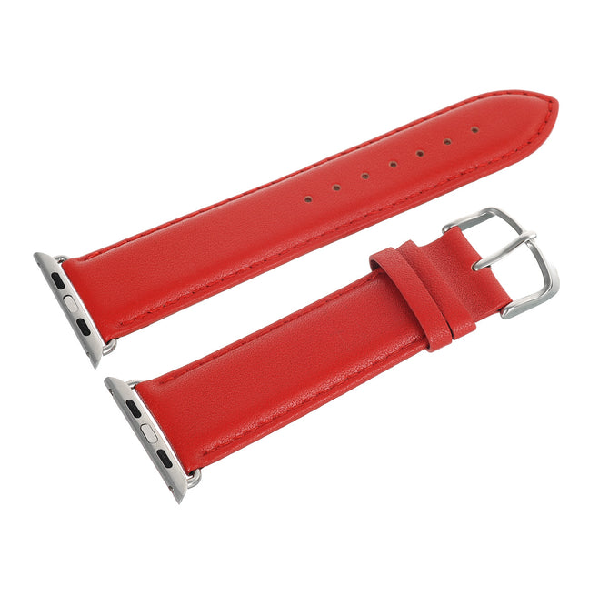 Leather Watchband w/ Band Attachment for APPLE WATCH 42mm - Red