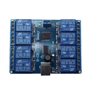 8-Channel USB Control Switch Relay Module for PC - Blue (12V)